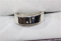 Sterling silver hand made diamond set band