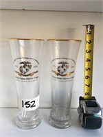 Pair Of Glass Marine Corps Pilsner Beer Glass