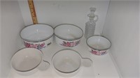 mixing bowls, soup dishes, decanter