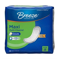 Breeze Maxi Multi-Channel Feminine Pads, Super 48
