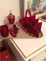 Grouping of Ruby Red Glass