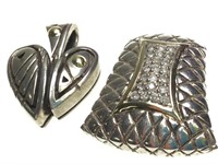 Sterling Heart & Rhinestone Pendants