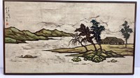 Original cloth batik mounted on board of Asian