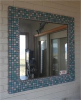 Tile mosaic style framed square wall mirror 34"