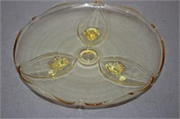YELLOW GLASS  FOOTED PLATE