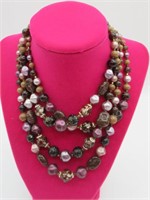 1950'S GLASS BEADED NECKLACE MULTI LAYER