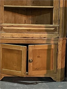 Antique Pine Corner Cupboard with Two Door Base