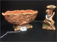 2 PIECES OF ARCADIA - PLANTER AND CANDLE HOLDER