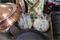 CORDIALS IN SILVERPLATED HANDLED TRAYS