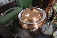COPPER CHAFING DISH IN STAND