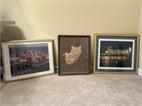 3 Framed and Matted Pictures, Measures: 25x20,