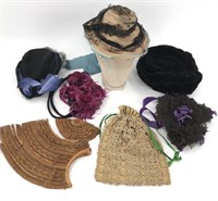 Lot of 1800s Hats & Bags