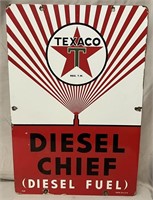 Porcelain Texaco Diesel Chief sign.