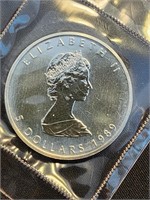 5 Dollar Silver Elizabeth II  1989 coin. 1 oz