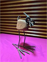 Hand Crafted Wood & Wrought Iron Bird Sculpture
