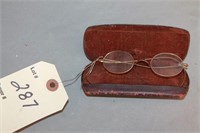 Antique eyeglasses and case