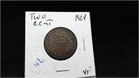 1864 TWO CENT PIECE VF