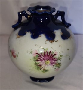 Vintage cobalt blue floral vase