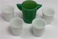 Akro Agate Glass Child's Water Pitcher And 4 Cups