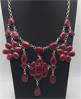 Sterling Silver And Ruby Necklace