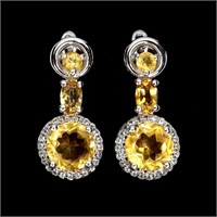 Natural  Citrine White Topaz Earrings