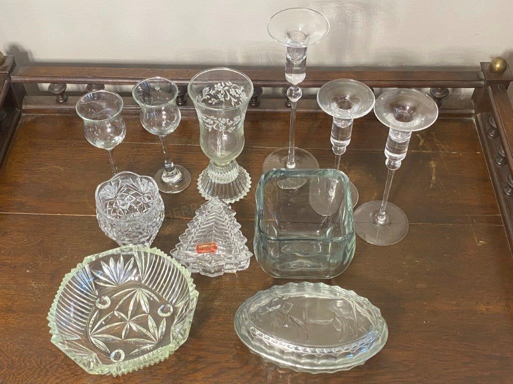 Glass Bowls, Candle Holders etc