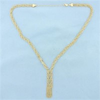 Mesh Bead Dangle Design Necklace In 14k Yellow Gol