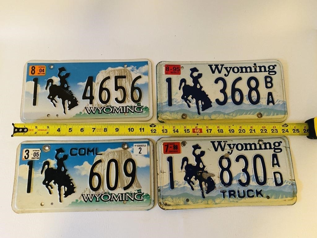 4 Wyoming License Plates - County 1