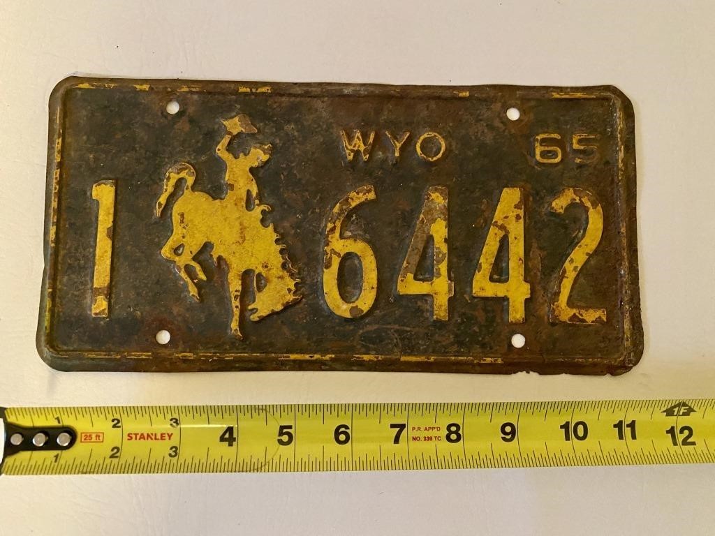 1965 Brown w/ Gold Numbers Wyoming License Plate