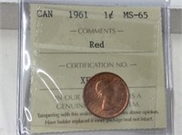 1961 Ms-65 Red 1 Cent Iccs Certified