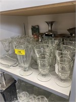 (6) 1950's Footed Ice Cream Treat Glasses, (16) T