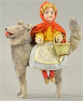 RED RIDING HOOD ON BIG BAD WOLF CANDY CONTAINER