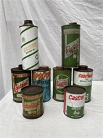 8 assorted Castrol grease & oil tins