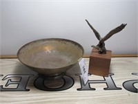 2pc Brass Collectibles Eagle Asian Bowl