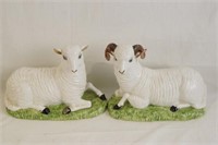 Pair of Italian ceramic sitting sheep