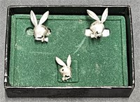 (II) Playboy Bunny Cuff Links And Tie Tac.