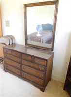 Contemporary eight drawer dresser with mirror