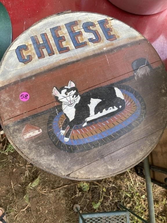 Hand painted cheese box with contents