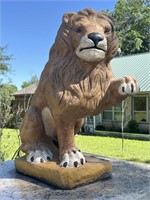 Concrete Painted Lion Statue -