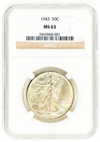 Coin 1943 Walking Liberty Half Dollar-NGC-MS63