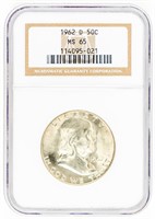 Coin 1962-D Franklin Half Dollar NGC-MS65
