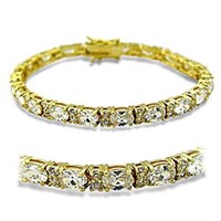 Brass Oval 7.50ct White Sapphire Tennis Bracelet