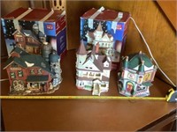 3 light up Christmas village houses approx 10"
