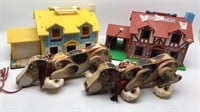 Fisher Price Lot Play Houses & Snoopy As Found