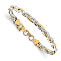 14 Kt Rhodium Plated Polished Twisted Bracelet