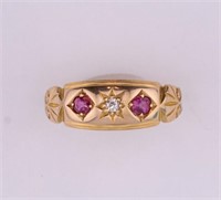 Antique 18K Gold Genuine Ruby & Diamond Ring