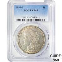 1891-S Morgan Silver Dollar PCGS XF45