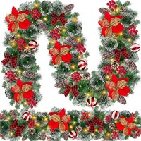 2 Pack 9 Ft 100 LED Christmas Garland Decorations