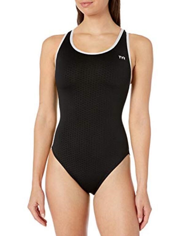 Size 30 TYR womens Hexa Maxfit Swimsuit, Blk/Wht,