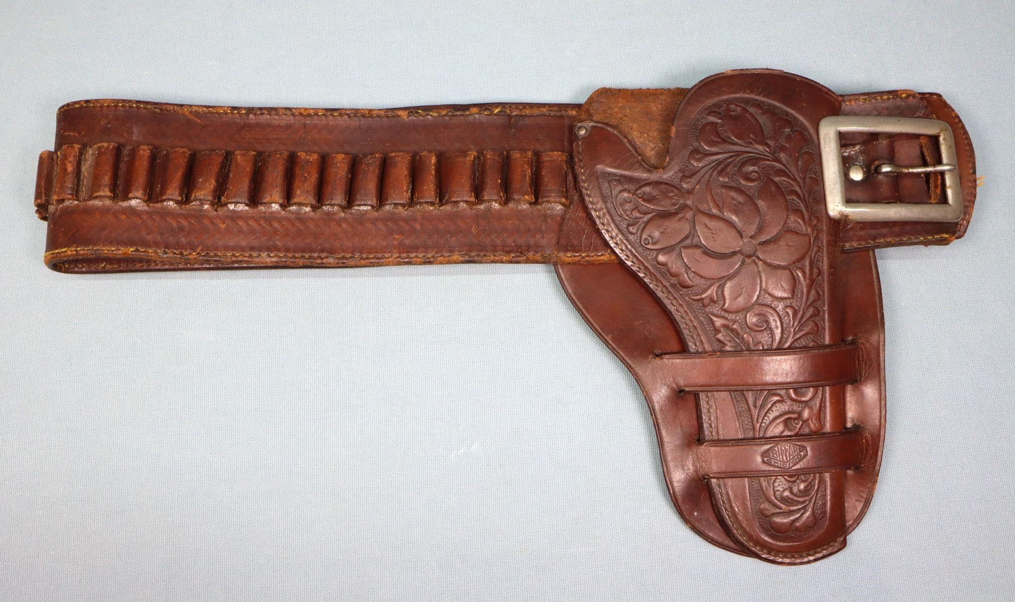 Vintage Tooled Leather Ammunition Belt